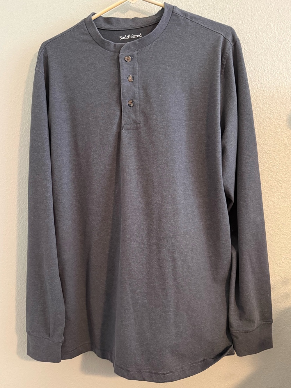 Saddlebred Henley Mens Long Sleeve Gray Cotton Blend Size M Layering